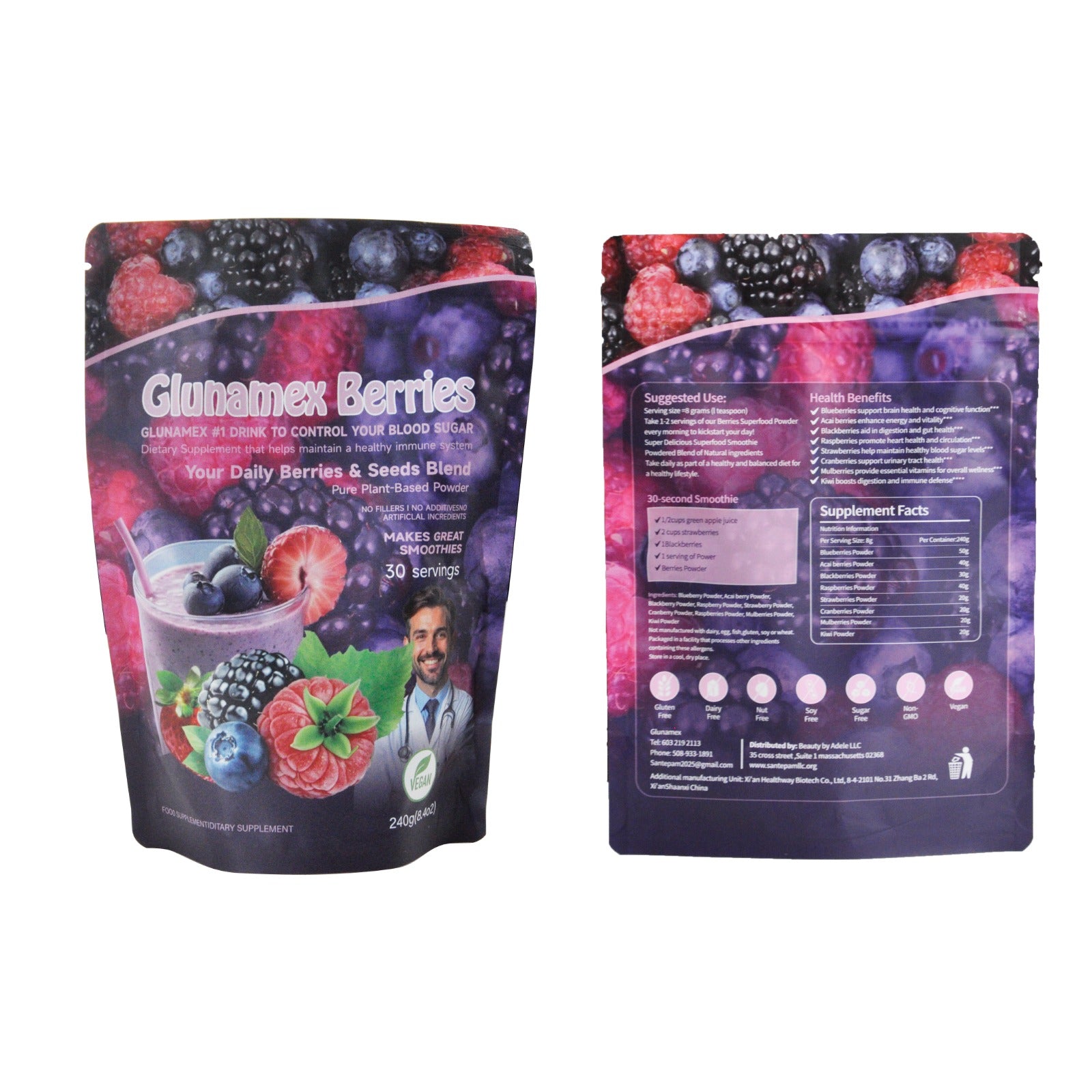 Bundle - Glunamex Vegetable + Glunamex Berries + Vegan Drops